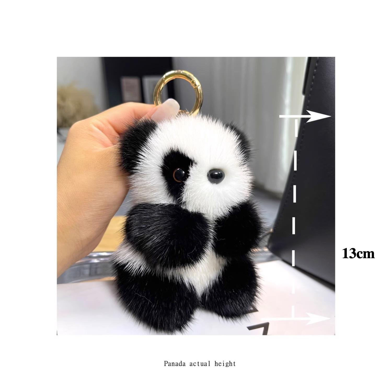 Cute Imitation Mink Fur Red Panda Car Keychain Pendant Cartoon Plush Doll  15CM,chaincharmsupply.com
