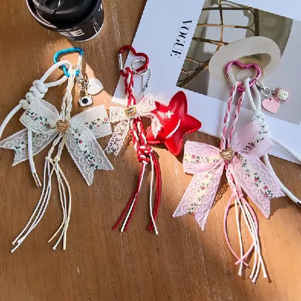INS Pink Star Keychain - Cute new Style Woven Bag Charm & Pendant, Charms Craft Supply | Canada & USA and Europe Wide FREE shipping