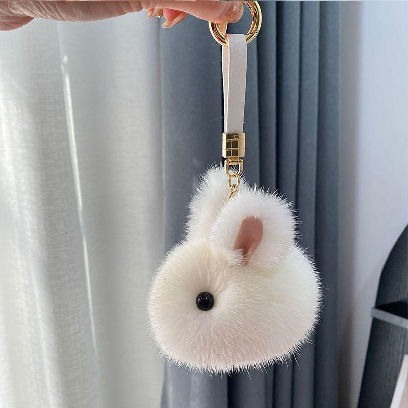 Imitation mink fur pendant high-value mini bunny bag charm car keychain,chaincharmsupply.com
