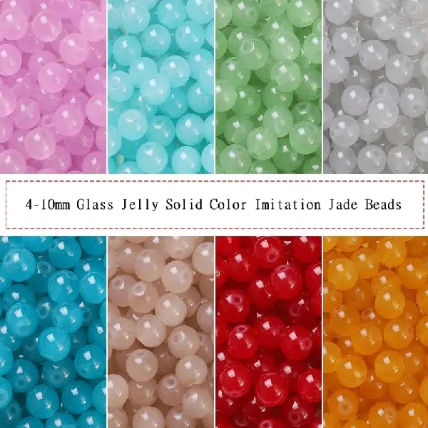 Glass Jelly Solid Color Imitation Jade Round Beads Loose Diy, Charms Craft Supply | Canada & USA and Europe Wide FREE shipping
