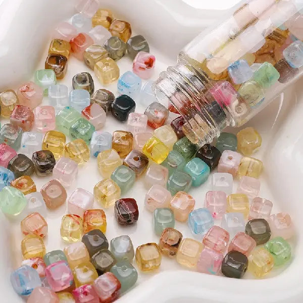 6x6mm Acrylic High-gloss Transparent Two-color Square Beads Hand String Loose, Charms Craft Supply | Canada & USA and Europe Wide FREE shipping
