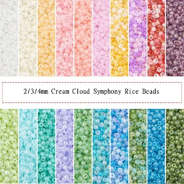 2/3/4mm Cream Cloud Symphony Rice Beads Loose Diy Material, Charms Craft Supply | Canada & USA and Europe Wide FREE shipping