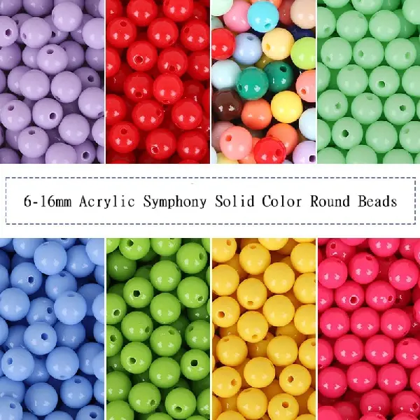 Acrylic Symphony Solid Color Round Beads Loose Handmade Diy Bags, Charms Craft Supply | Canada & USA and Europe Wide FREE shipping