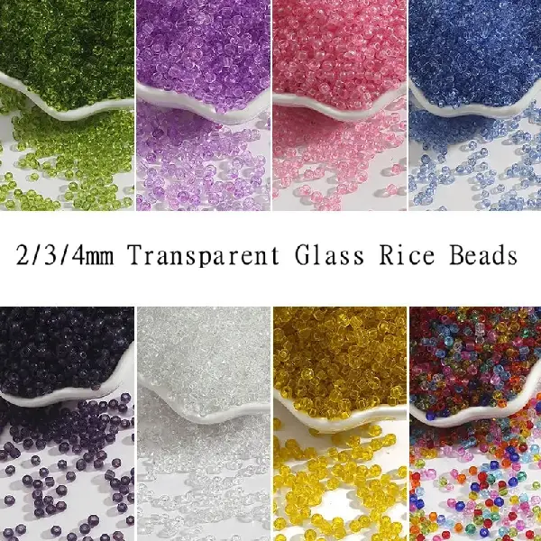 Transparent Glass Rice Beads Loose Beading Accessories Handmade Diy Bracelet, Charms Craft Supply | Canada & USA and Europe Wide FREE shipping