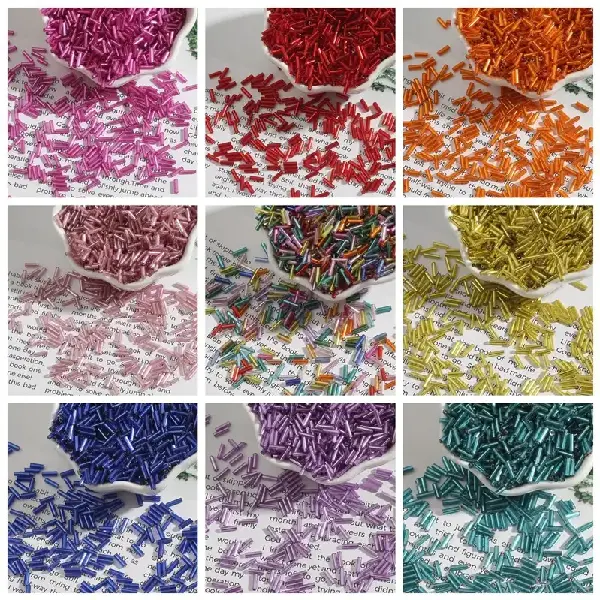 2*7mm Silver-filled Tube Beads, Glass Rice Handmade Diy Jewelry Accessories,, Charms Craft Supply | Canada & USA and Europe Wide FREE shipping