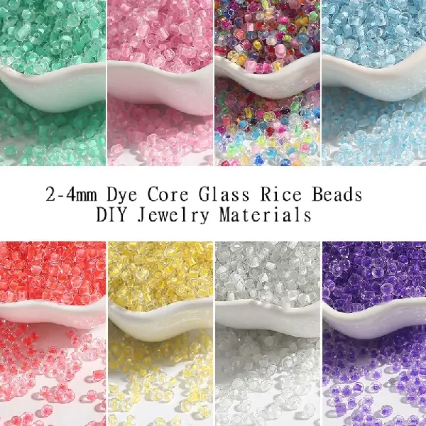 2-4mm Dye Core Rice Beads Glass Handmade Diy Jewelry Materials, Charms Craft Supply | Canada & USA and Europe Wide FREE shipping