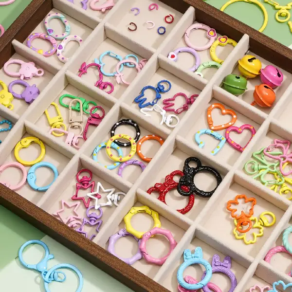 Colorful Alloy Multi-shaped Keychain Ring Spring Buckle Diy Accessories Jewelry, Charms Craft Supply | Canada & USA and Europe Wide FREE shipping