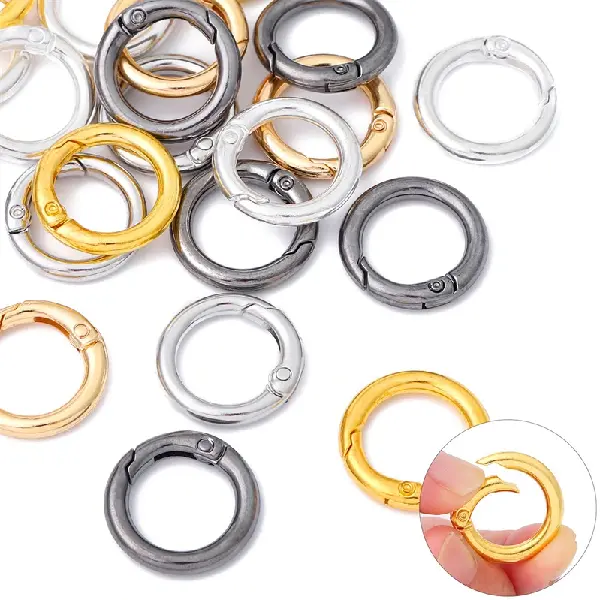 Alloy Color Clip Open Spring Rings Round Keychain Bag Hook, Charms Craft Supply | Canada & USA and Europe Wide FREE shipping