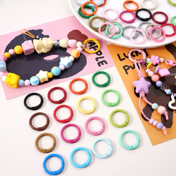 Colorful Alloy Spray-painted C-shaped Key Ring Buckle Diy Handmade Bracelet, Charms Craft Supply | Canada & USA and Europe Wide FREE shipping