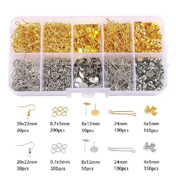 10 Grid Boxed Ear Hook Single Circle Needle 9-character Plug, Charms Craft Supply | Canada & USA and Europe Wide FREE shipping