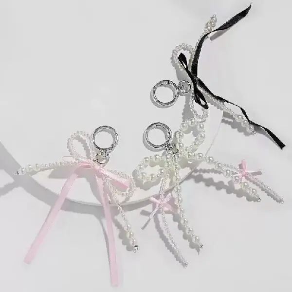 Korean Ins High-end Beaded Pearl Ribbon Bow Charm Super Fairy, Charms Craft Supply | Canada & USA and Europe Wide FREE shipping