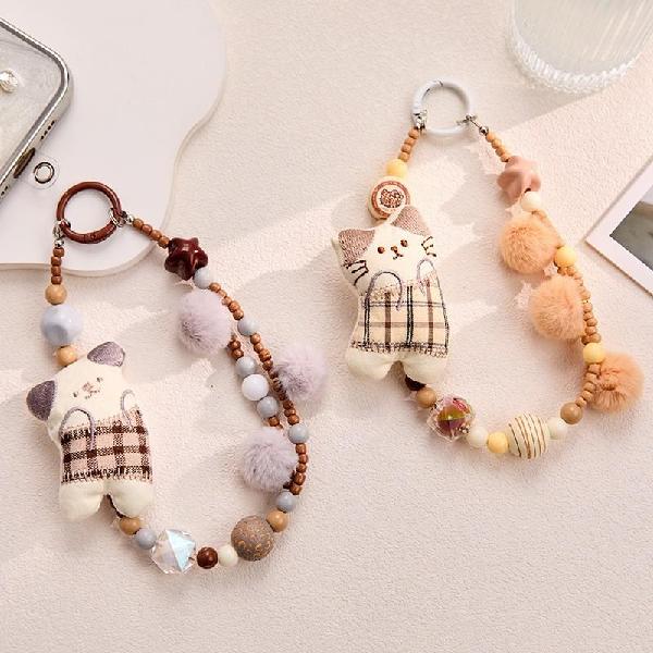 New Plush Cat Beaded Phone Charm For Women, Cute Cartoon, Charms Craft Supply | Canada & USA and Europe Wide FREE shipping