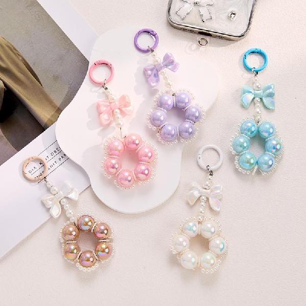 New Acrylic Beaded Bow Car Keychain Charm Candy Color Painted, Charms Craft Supply | Canada & USA and Europe Wide FREE shipping