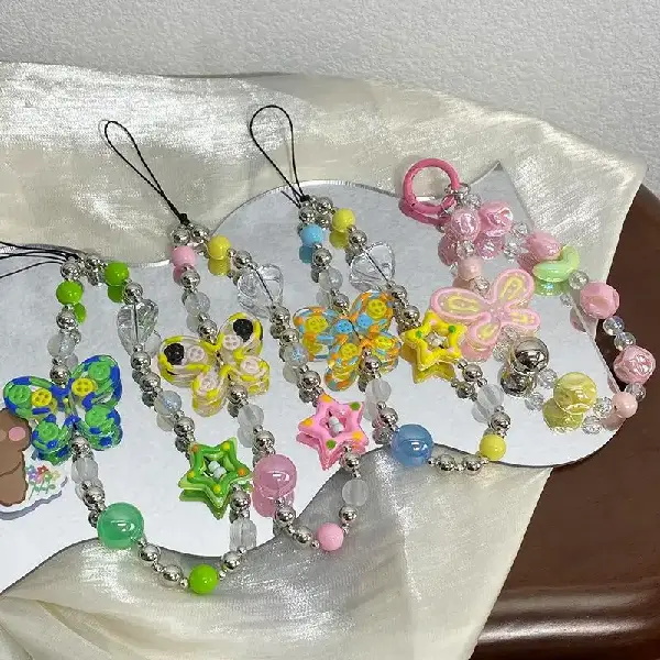 Homemade Ins Colorful Hand-painted Butterfly Beaded Phone Charm Niche Anti-fall, Charms Craft Supply | Canada & USA and Europe Wide FREE shipping