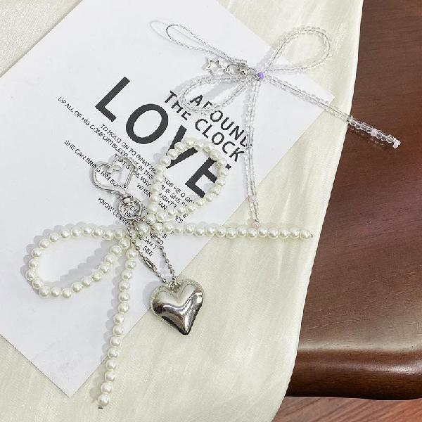 New Korean Chic Sweet Bow Pearl Silver Love Charm Car, Charms Craft Supply | Canada & USA and Europe Wide FREE shipping