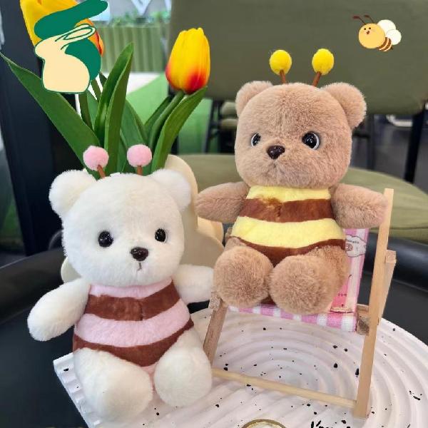 Cute plush toy keychain featuring a bear dressed as a bee, Charms Craft Supply | Canada & USA and Europe Wide FREE shipping