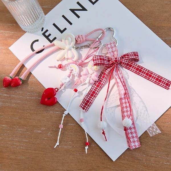 Red Christmas cute girly backpack charm car keychain small gift, Charms Craft Supply | Canada & USA and Europe Wide FREE shipping