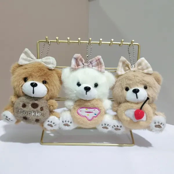 Cute Biscuit Teddy Bear Charm Plush Toy Doll Bag Keychain, Charms Craft Supply | Canada & USA and Europe Wide FREE shipping