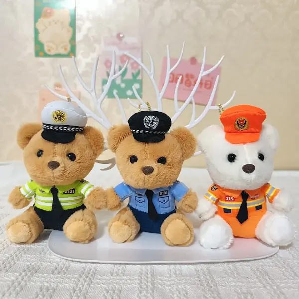 Internet Celebrity Cute Traffic Police Bear Charm Plush Toy Doll, Charms Craft Supply | Canada & USA and Europe Wide FREE shipping