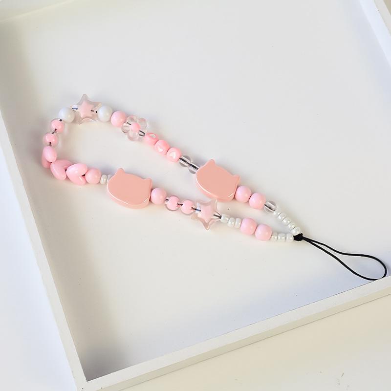 New beaded cartoon mobile phone lanyard, phone case, mobile phone chain accessory,chaincharmsupply.com