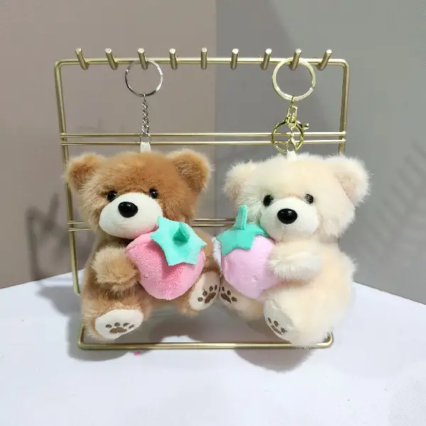 Cute And Strawberry Bear Plush Toy Couple Backpack Keychain Charm, Charms Craft Supply | Canada & USA and Europe Wide FREE shipping