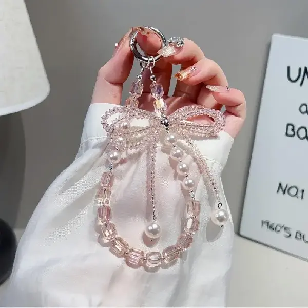 High-end crystal phone charm, fashionable pearl phone lanyard, handbag chain, Charms Craft Supply | Canada & USA and Europe Wide FREE shipping