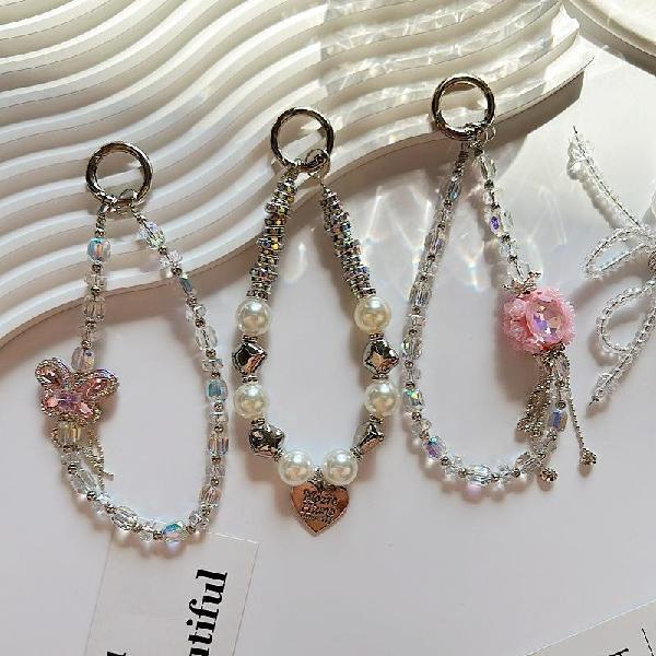 Hand-painted beaded strawberry bear phone charms,bag lanyards,keychains,decorative gifts, Charms Craft Supply | Canada & USA and Europe Wide FREE shipping