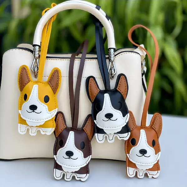 New Corgi Puppy Bag Charm Leather Bulldog Car Keychain Cute, Charms Craft Supply | Canada & USA and Europe Wide FREE shipping