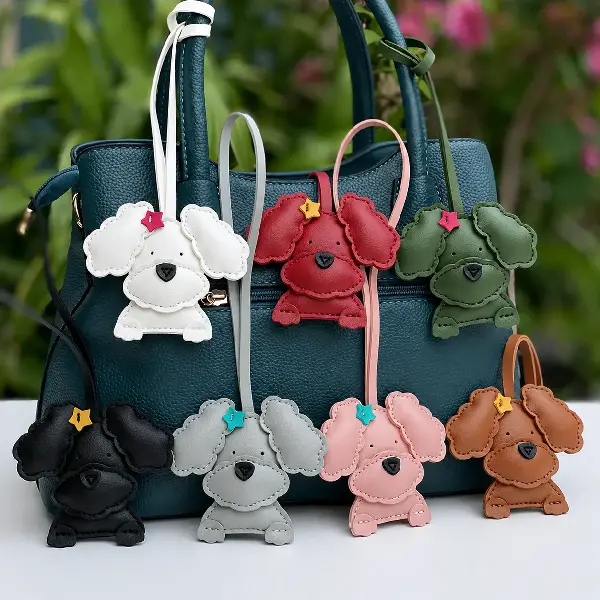 New Series Curly Teddy Dog u200bu200bbag Charm Pu Leather, Charms Craft Supply | Canada & USA and Europe Wide FREE shipping