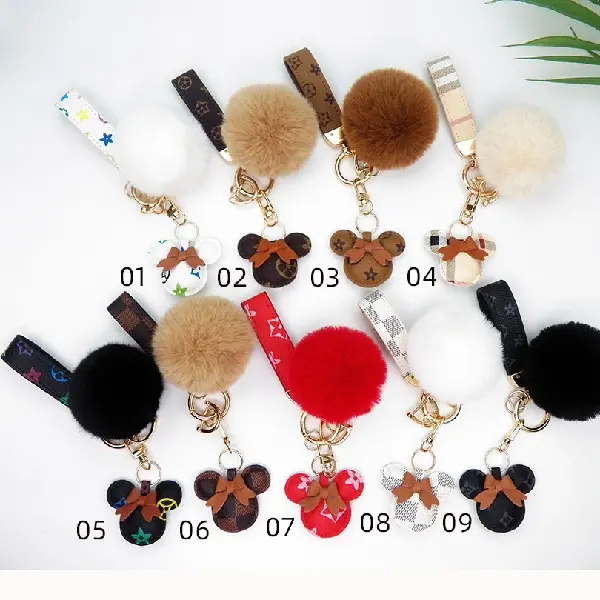 Ins Internet Celebrity Leather Mickey Head Keychain Cartoon Bag Car, Charms Craft Supply | Canada & USA and Europe Wide FREE shipping