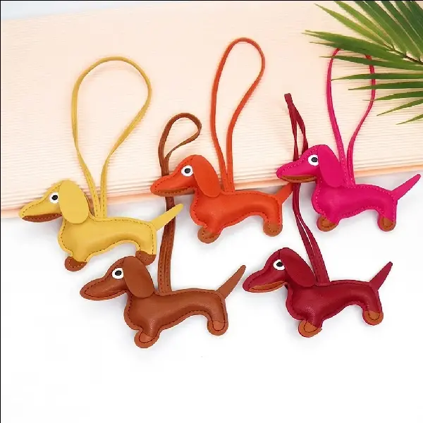 New Dachshund Bag Charm Pu Leather Doll Keychain Accessories Luggage, Charms Craft Supply | Canada & USA and Europe Wide FREE shipping