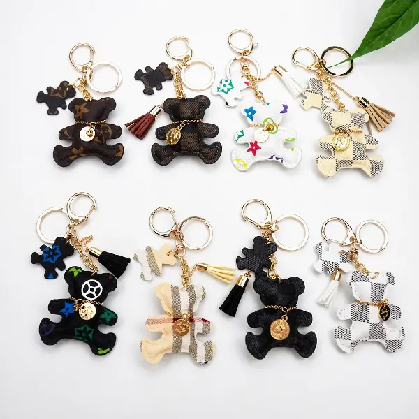 Cross-border Bear Leather Bag Charm Car Keychain Backpack Business Gift, Charms Craft Supply | Canada & USA and Europe Wide FREE shipping