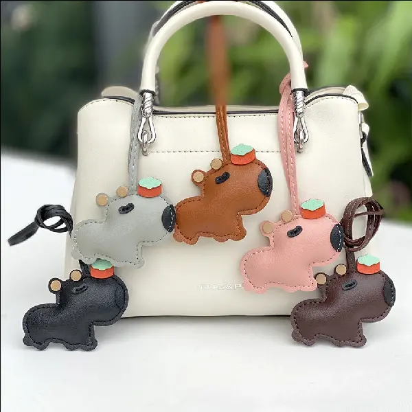 New Series Capibara Bag Charm Cute Capybara Keychain Leather, Charms Craft Supply | Canada & USA and Europe Wide FREE shipping
