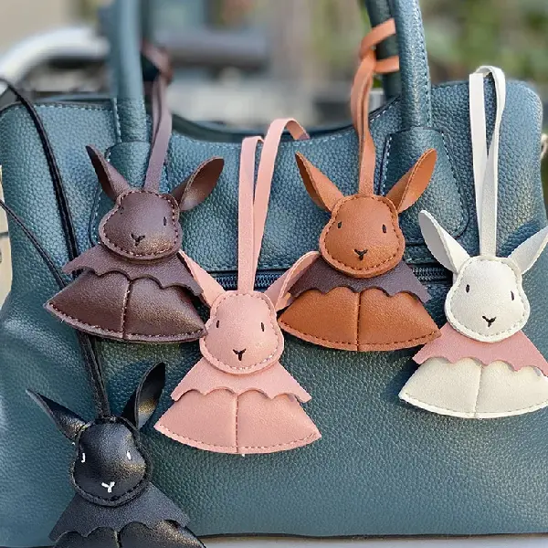 New Ins Leather Circus Cute Rabbit Doll Bag Charm Car, Charms Craft Supply | Canada & USA and Europe Wide FREE shipping