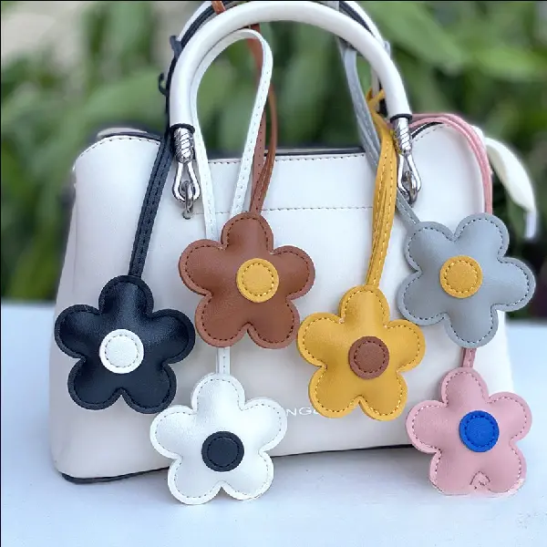 New Flower Bag Charm Pu Leather Keychain Small, Charms Craft Supply | Canada & USA and Europe Wide FREE shipping