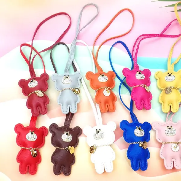 European And American Rhinestone Bear Bag Charm Pu Leather Doll, Charms Craft Supply | Canada & USA and Europe Wide FREE shipping