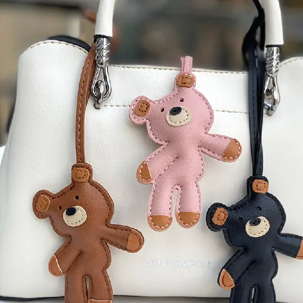 New Ins Bean Bear Bag Charm Handmade Leather Hand Strap, Charms Craft Supply | Canada & USA and Europe Wide FREE shipping