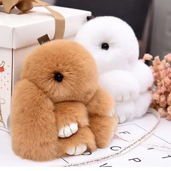 Real Rex Rabbit Pendant Cute Rabbit Keychain Pendant Bag Accessories 15CM, Canadian Online Candy and Stuffed Animal Shop, SooSweet Shop DBA Sweet Factory