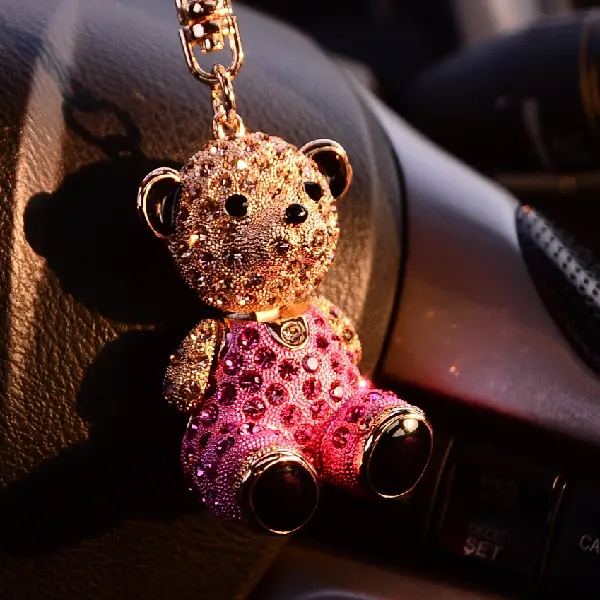 Rhinestone Bear Car Key Charm For Women, Cute And Exquisite, Charms Craft Supply | Canada & USA and Europe Wide FREE shipping