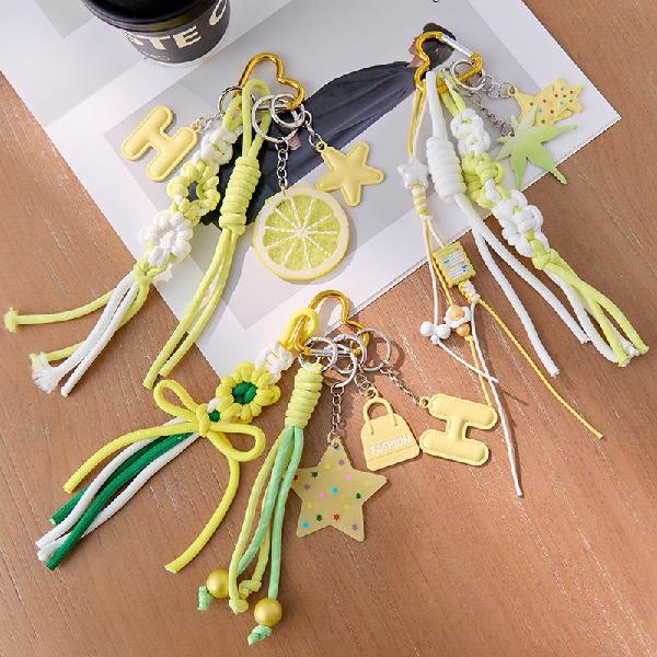 Original Blogger Style Star & Lemon Bag Charm - Ins Trendy Woven Keychain, Charms Craft Supply | Canada & USA and Europe Wide FREE shipping