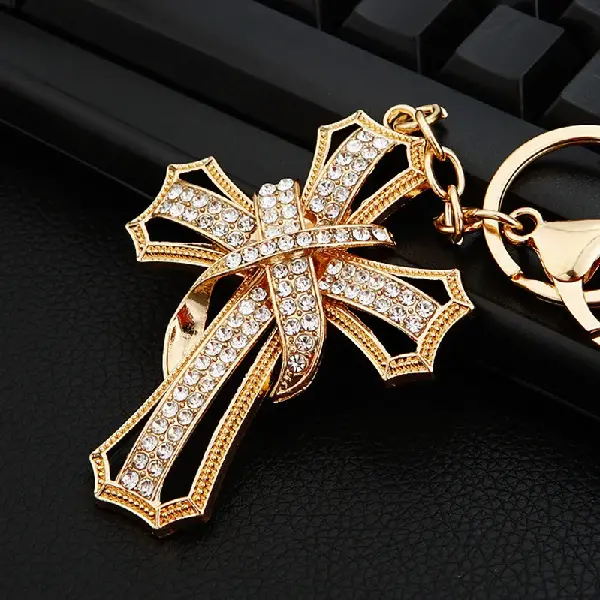 Rhinestone Cross Car Keychain Metal Cute Men's And Women's Bag, Charms Craft Supply | Canada & USA and Europe Wide FREE shipping