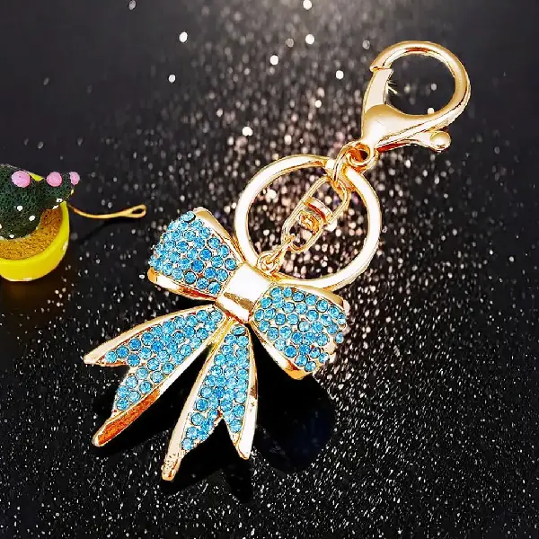 Girly Heart Rhinestone Bow Car Keychain Metal Cute Women's Bag, Charms Craft Supply | Canada & USA and Europe Wide FREE shipping