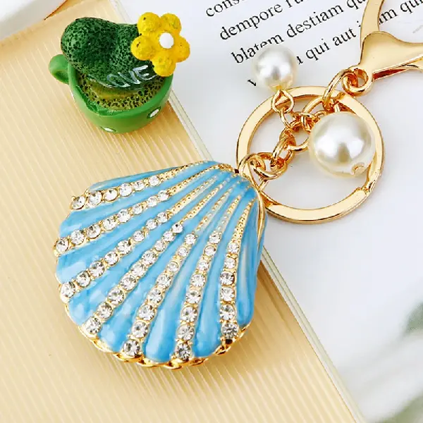 Rhinestone Pearl Shell Car Keychain Women's Korean Bag Charm Metal, Charms Craft Supply | Canada & USA and Europe Wide FREE shipping