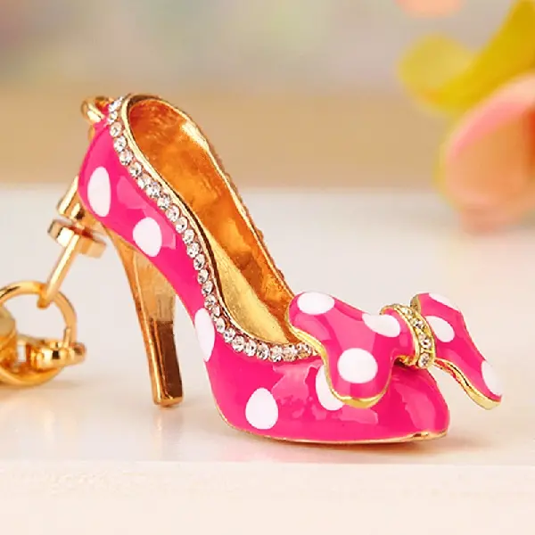 Polka Dot High Heels Car Keychain Women's Rhinestone National Cute, Charms Craft Supply | Canada & USA and Europe Wide FREE shipping