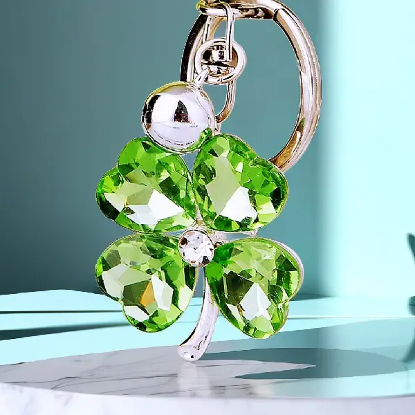 Crystal Four-leaf Clover Flower Car Keychain Metal Cute Rhinestone Women's, Charms Craft Supply | Canada & USA and Europe Wide FREE shipping