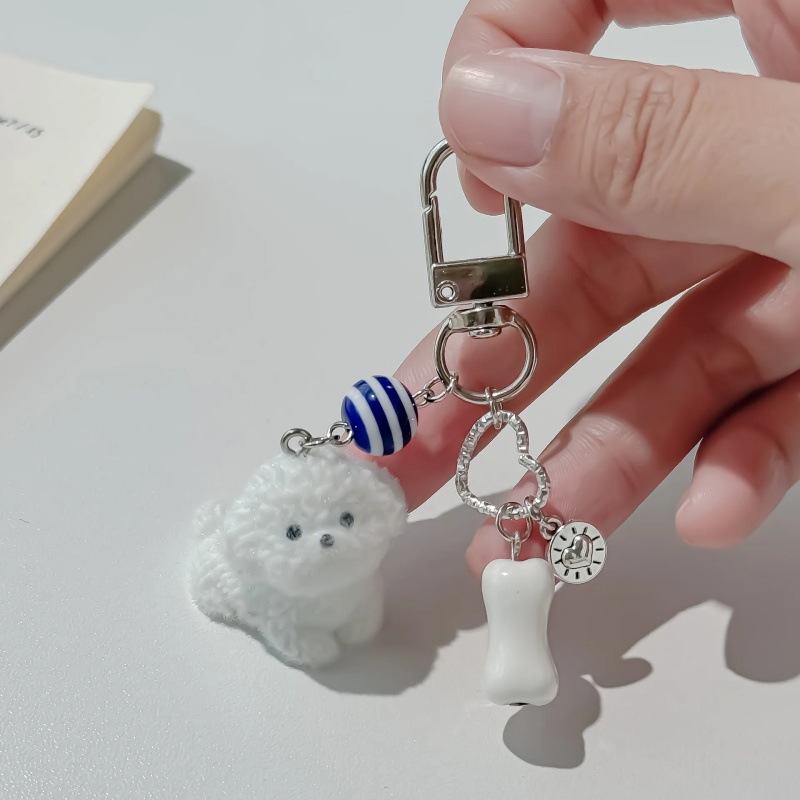 Flocking cute puppy 3D fashion keychain pendant, Charms Craft Supply | Canada & USA and Europe Wide FREE shipping