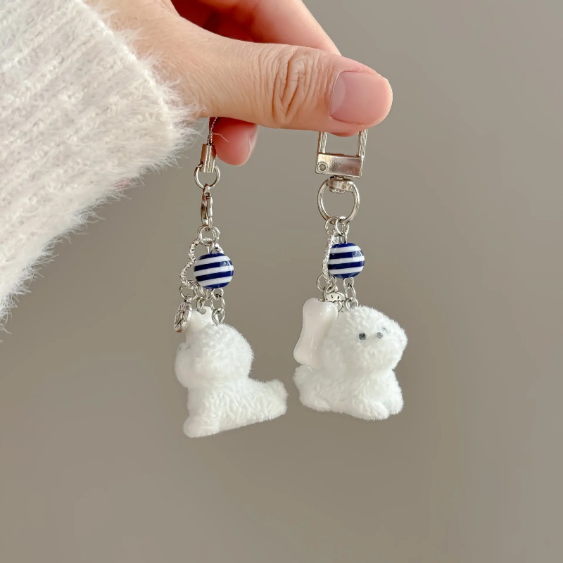 Flocking cute puppy 3D fashion keychain pendant, Charms Craft Supply | Canada & USA and Europe Wide FREE shipping