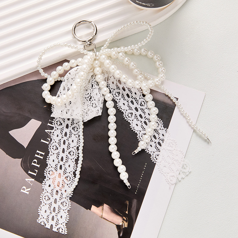 Korean style, trendy and unique pearl lace bow charm, fashionable and high-quality phone keychain, Charms Craft Supply | Canada & USA and Europe Wide FREE shipping