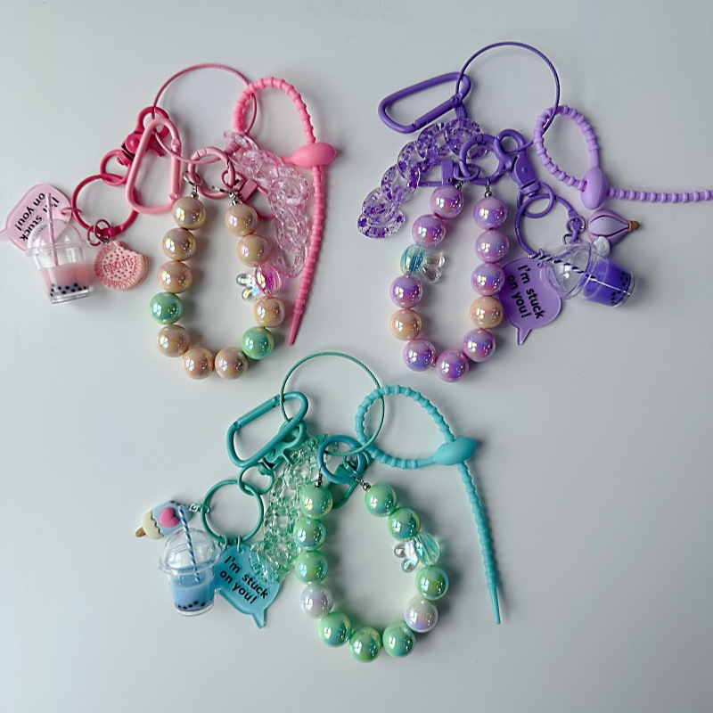 Cute resin doll acrylic cartoon milk tea cup tag phone chain bag charm, Charms Craft Supply | Canada & USA and Europe Wide FREE shipping