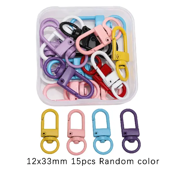Alloy painted door buckle, about 12x33mm, randomly mixed colors, 15 pcs/box,chaincharmsupply.com